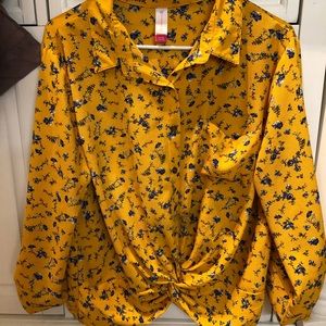 Knotted work blouse - floral